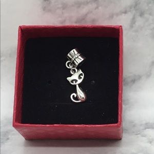 SILVER CAT CHARM FOR EUROPEAN BRACELETS